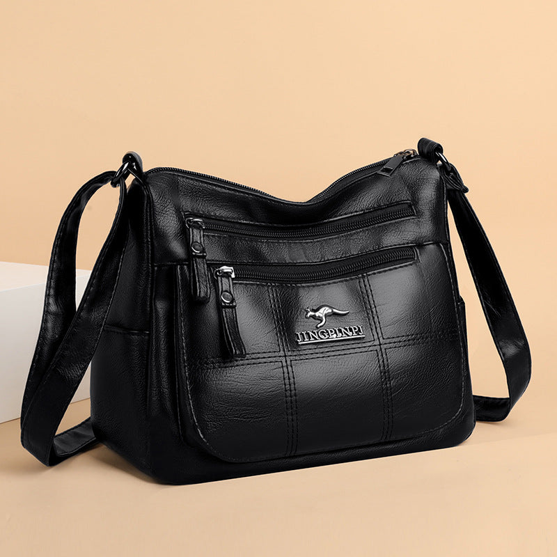 9921 black Women's Multi-Layer Large Capacity Crossbody Shoulder Bag