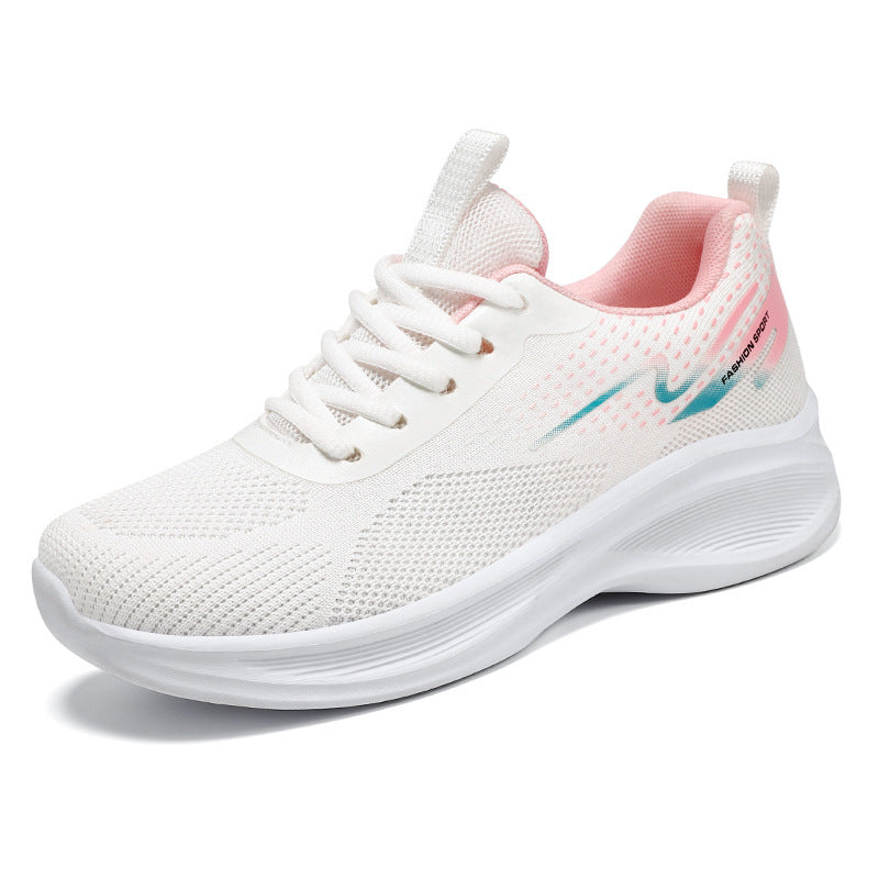 White Women's Lightweight Mesh Running Sneakers Breathable Casual Shoes
