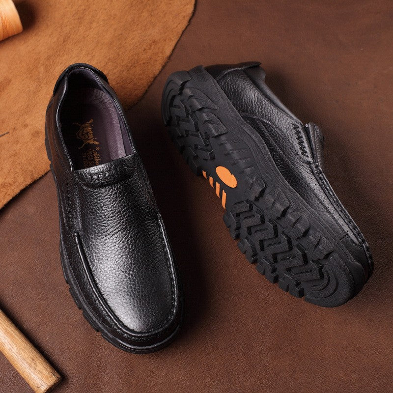 Men's Genuine Leather Casual Business Shoes Lightweight Non-Slip