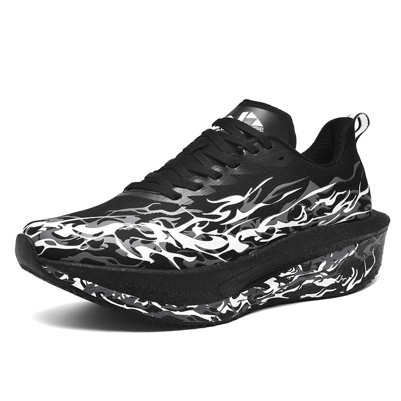 Black Lightweight Carbon Plate Running Shoes Shock Absorbing Sports Sneakers
