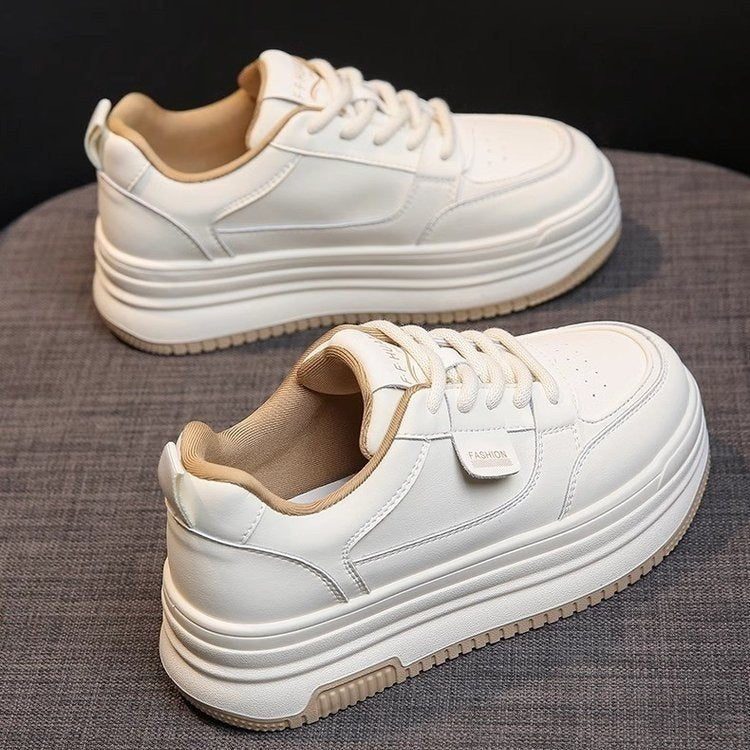 Women's Thick-Soled White Casual Sneakers Height-Increasing Shoes