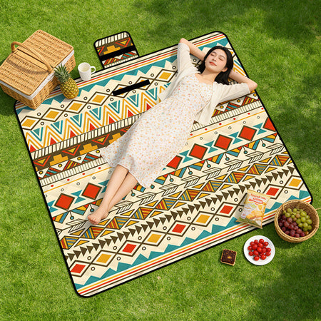 Colorful pattern Bohemian Ethnic Style Ultrasonic Waterproof Picnic Mat for Camping 200*200cm
