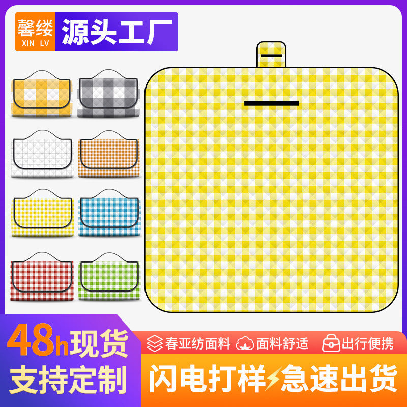 Plaid Ultrasonic Waterproof Picnic Mat for Camping and Beach Use