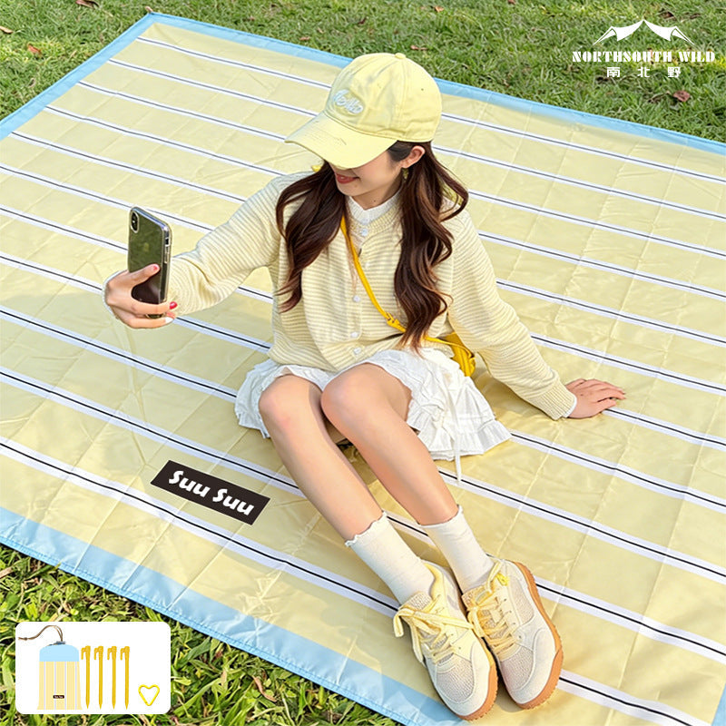Tangerine orange Korean Style INS Waterproof Folding Camping Picnic Mat Portable 200*200