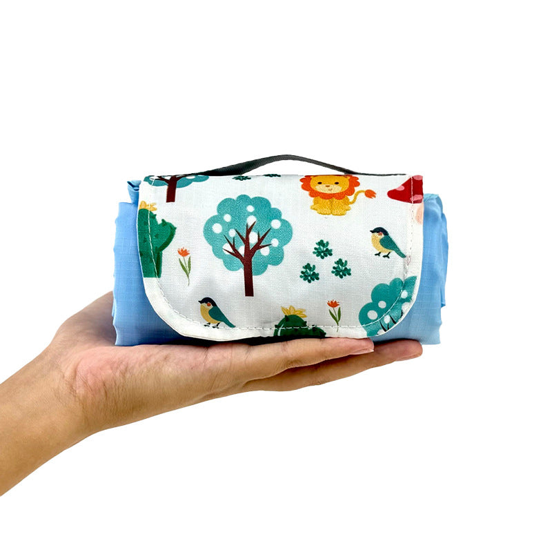 Sky blue Portable Pocket Picnic Mat Waterproof Sandproof Beach Blanket