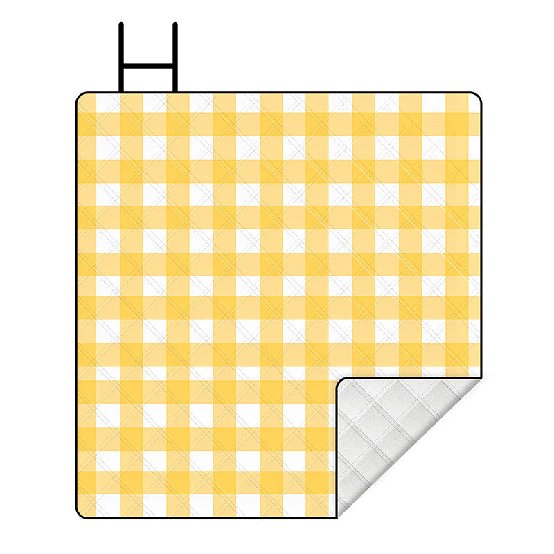 Yellow grid Thickened Flannel Waterproof Picnic Mat for Camping and Lawn Use