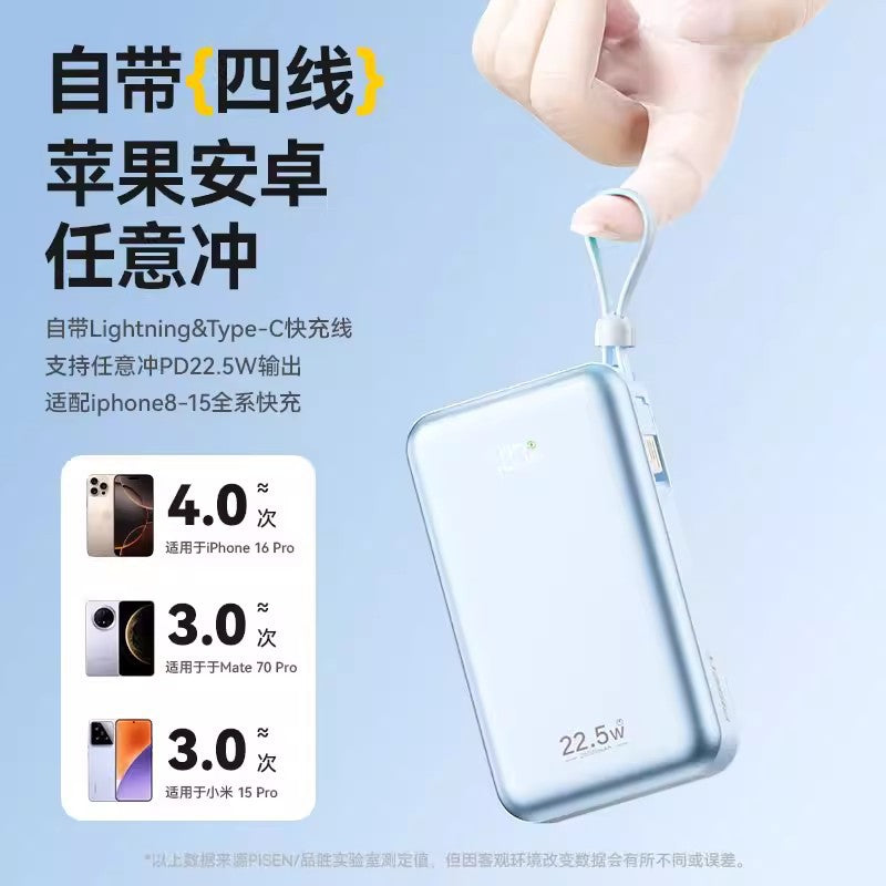 Pisen 20000mAh Fast Charging Power Bank with 4 Built-In Cables