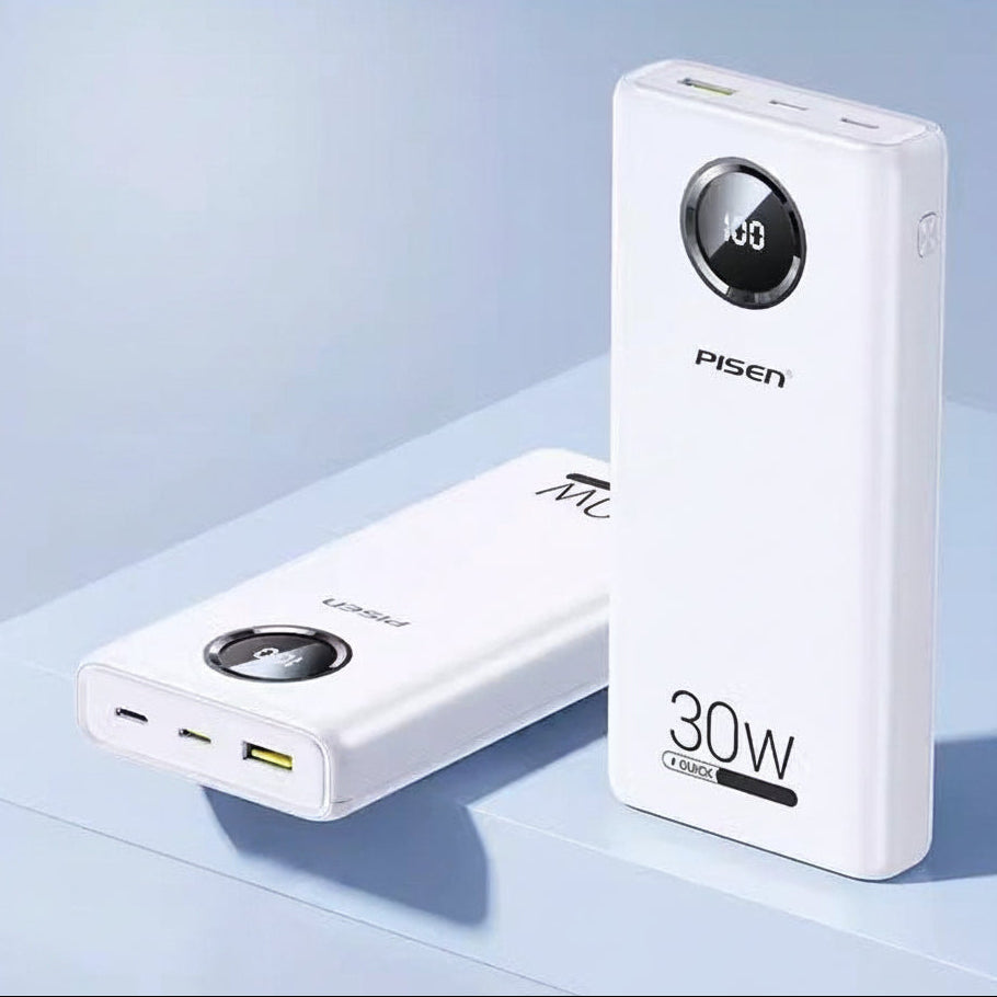 Pisen 20000mAh 30W Fast Charging Power Bank with Digital Display