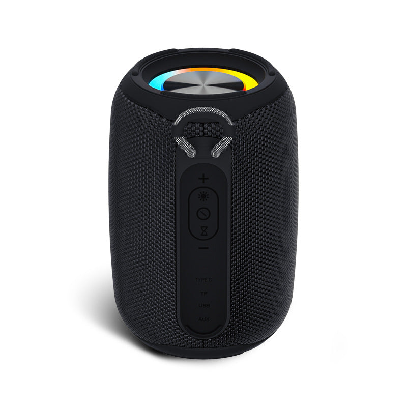 Waterproof Bluetooth Speaker with Subwoofer & Color Lights in Black