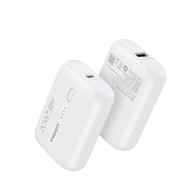 Pisen 10000mAh 20W PD Fast Charging Mini Portable Power Bank in White