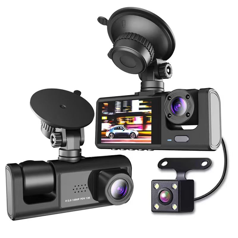 3-Lens HD Dash Cam with WiFi & Night Vision Recorder