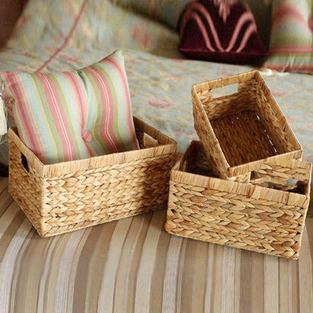 Handwoven Gourd Grass Desktop Storage Basket Organizer Box