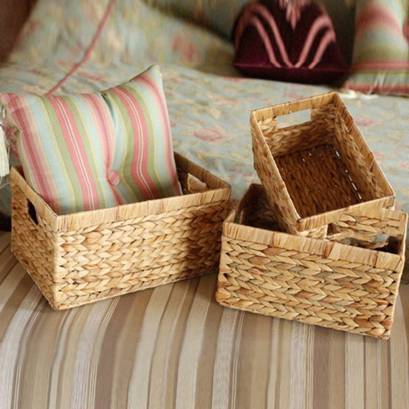 Handwoven Gourd Grass Desktop Storage Basket Organizer Box