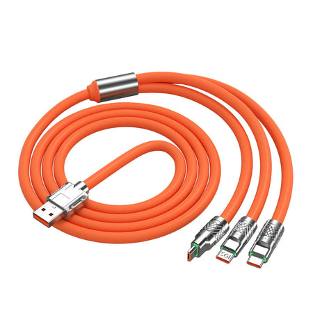 120W 3-in-1 Fast Charging Cable with LED Light & Zinc Alloy