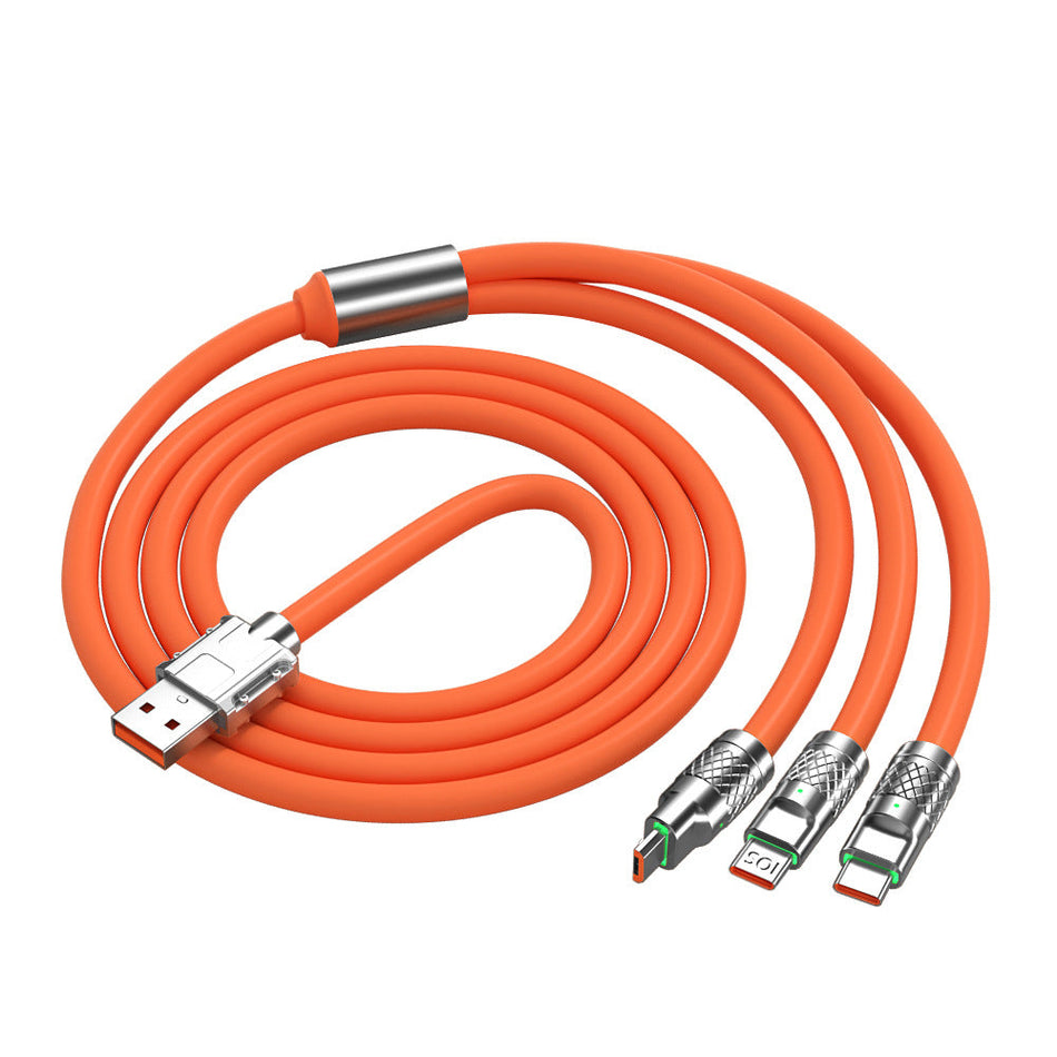 120W 3-in-1 Fast Charging Cable with LED Light & Zinc Alloy