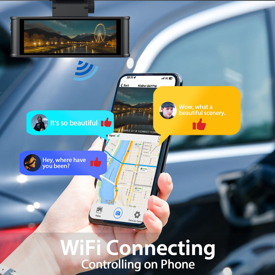 4K Dual Lens Dash Cam with 3.2” Display, GPS & WiFi
