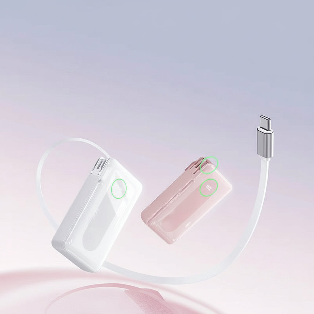 Pisen 10000mAh 35W Fast Charging Power Bank with Built-In Plug in White