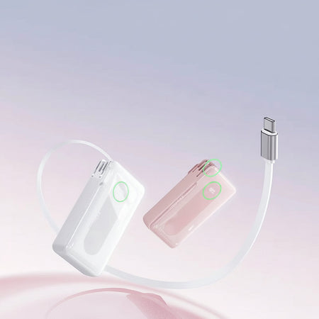 Pisen 10000mAh 35W Fast Charging Power Bank with Built-In Plug in White