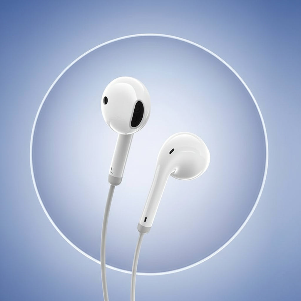 Pisen Lightning Wired Earphones with Microphone for iPhone in White