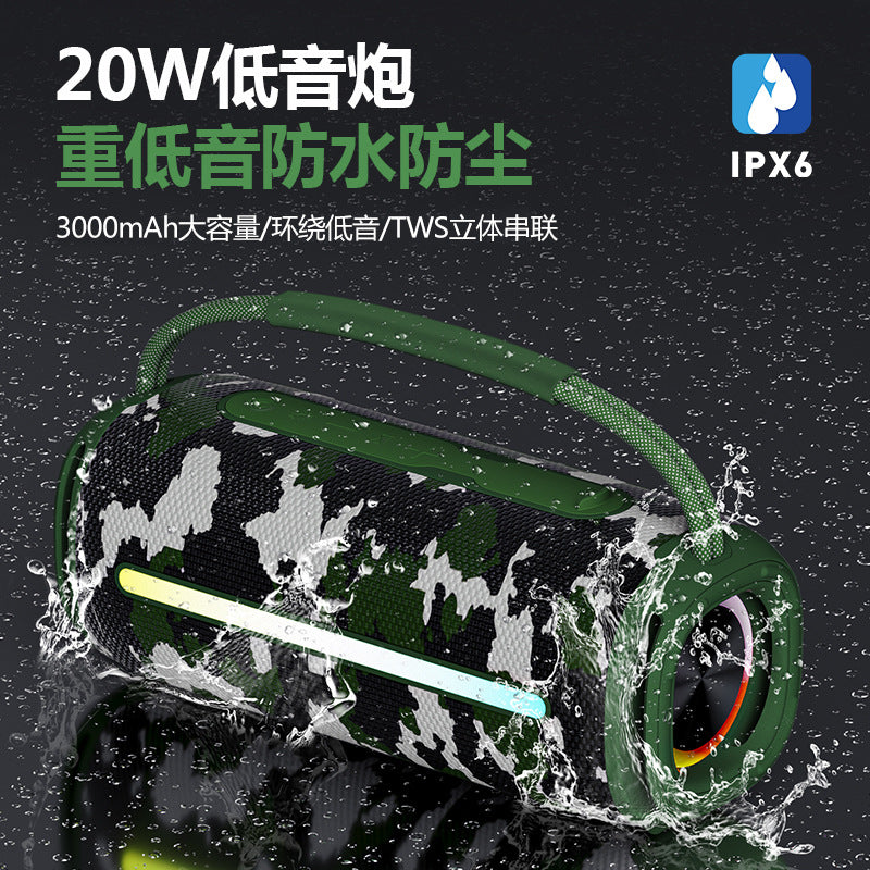 Portable Waterproof Bluetooth Speaker with RGB LED Lights and