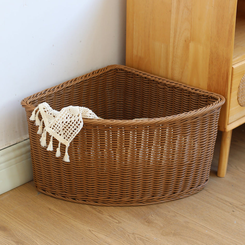 Fan Shaped Corner Storage Basket for Wardrobe and Wall