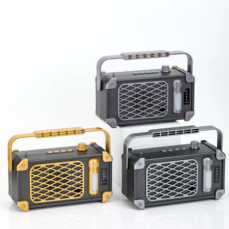 P884 Solar Bluetooth Speaker with FM Radio and Knob Light Outdoor Portable in Gray