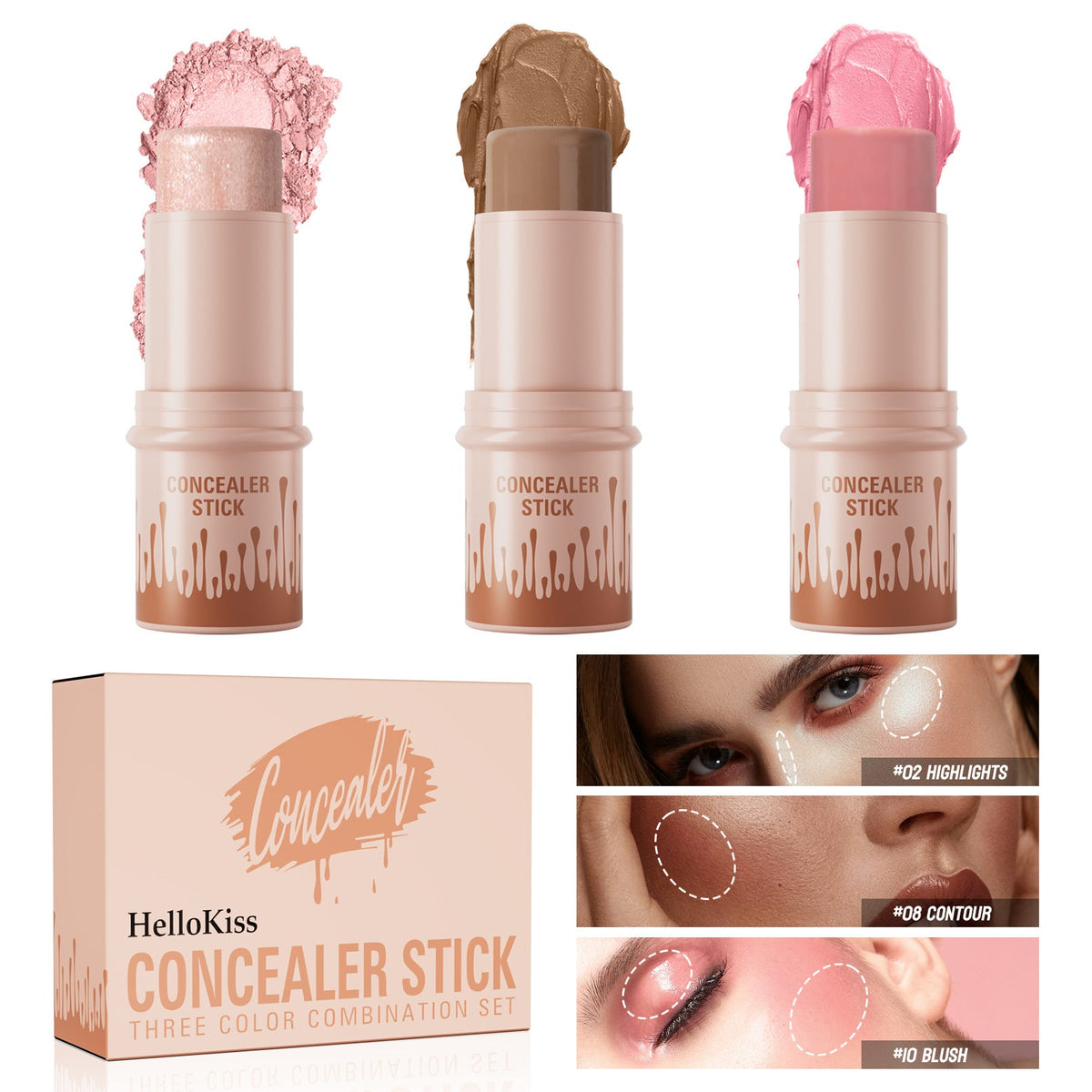Multi-color Contour Stick Set Trio Highlight & Sculpt Makeup Kit