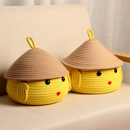 Yellow chick Cotton Rope Woven Storage Basket for Toys Snacks and Cosmetics