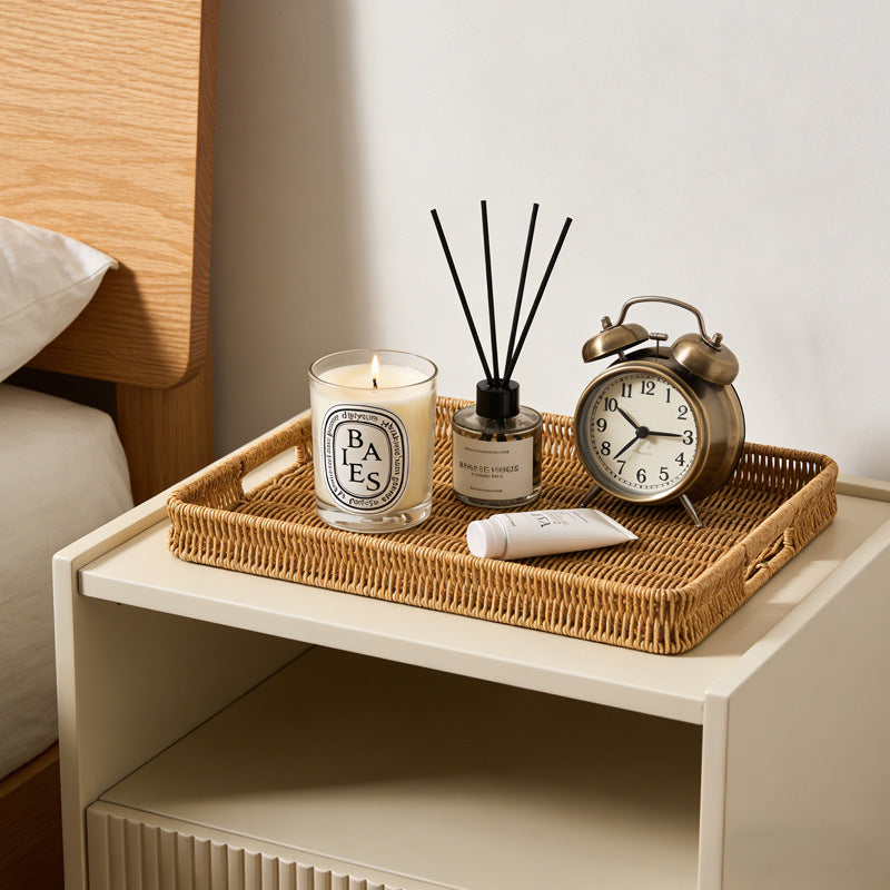 Light brown Square Imitation Rattan Plastic Fruit and Snack Storage Basket