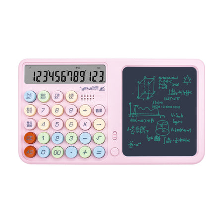 Voice Activated 2-in-1 Solar Handwriting Calculator Memo Pad in White