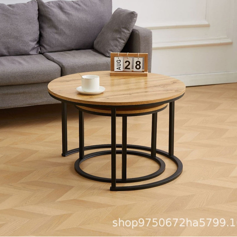 Round Density Board Metal Coffee Table for Living Room Tea Use