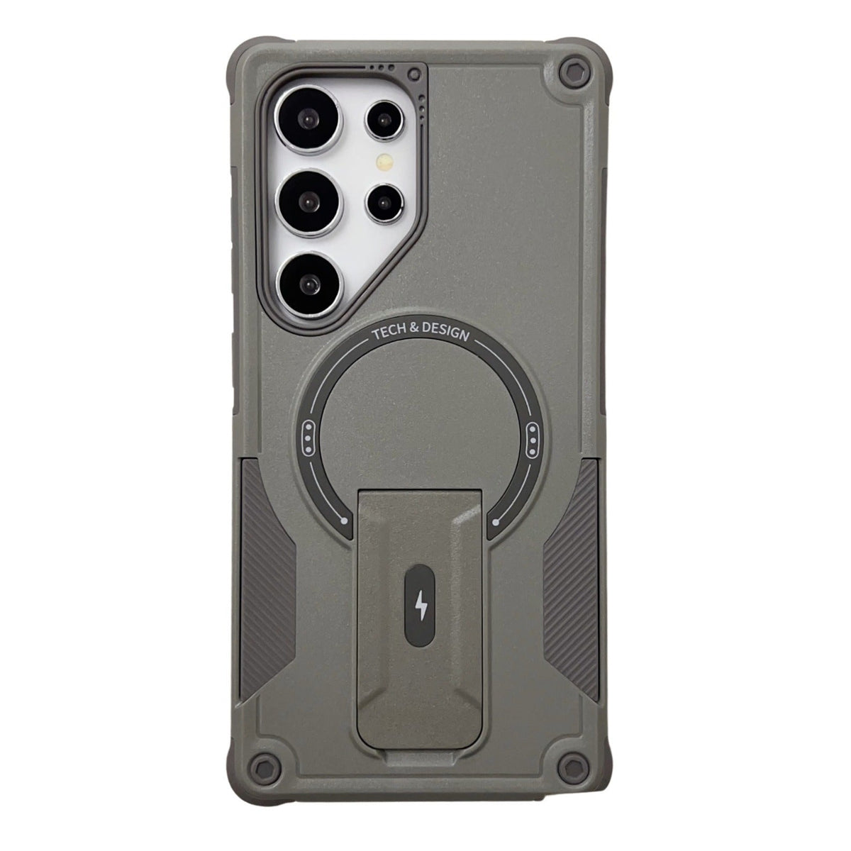 Black magnetic kickstand anti-drop phone case for samsung ultra series