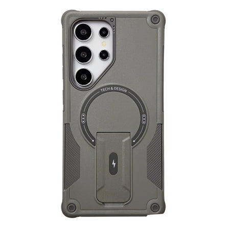 Black magnetic kickstand anti-drop phone case for samsung ultra series