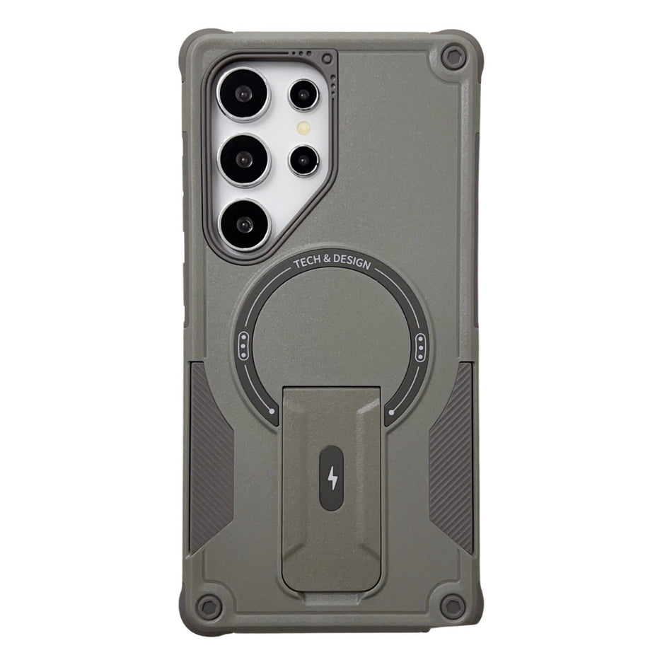 Black magnetic kickstand anti-drop phone case for samsung ultra series