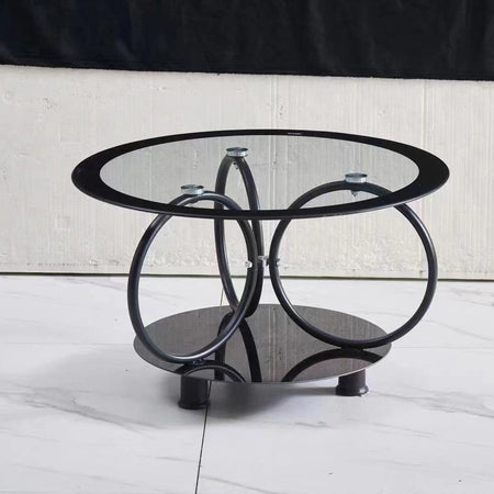 Modern Small Round Tempered Glass Coffee Table for Living Room