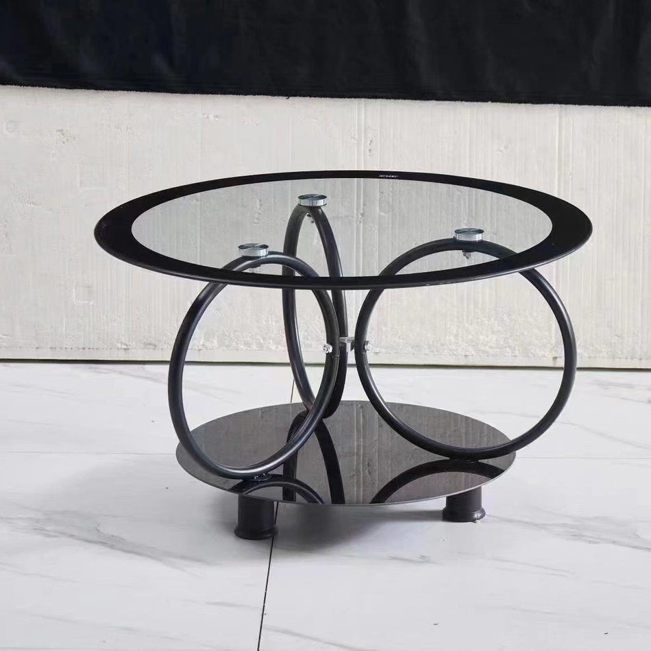 Modern Small Round Tempered Glass Coffee Table for Living Room