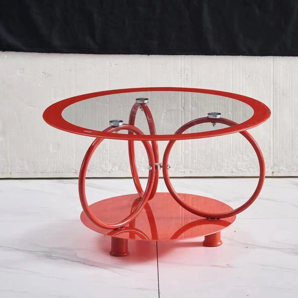 Modern Small Round Tempered Glass Coffee Table for Living Room