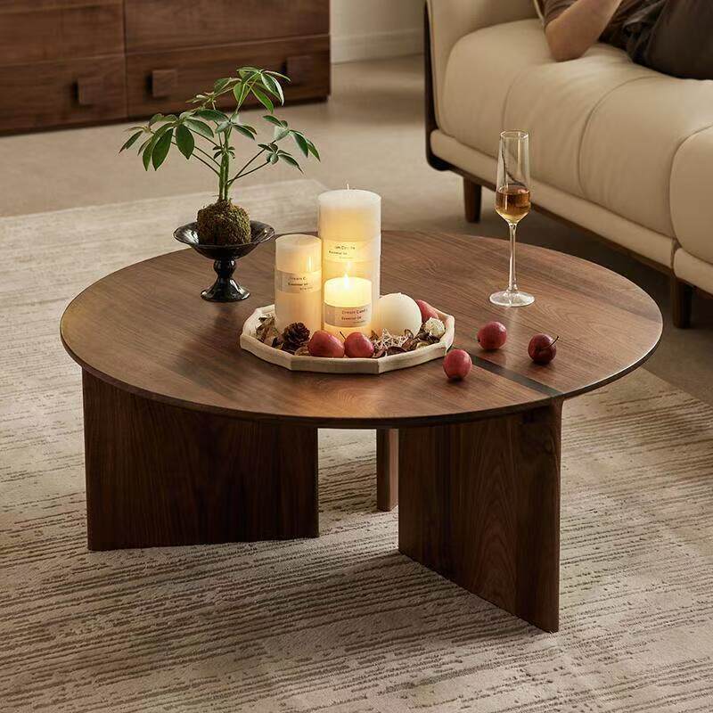 Chinese Style Round Low Coffee Table for Modern Home Living