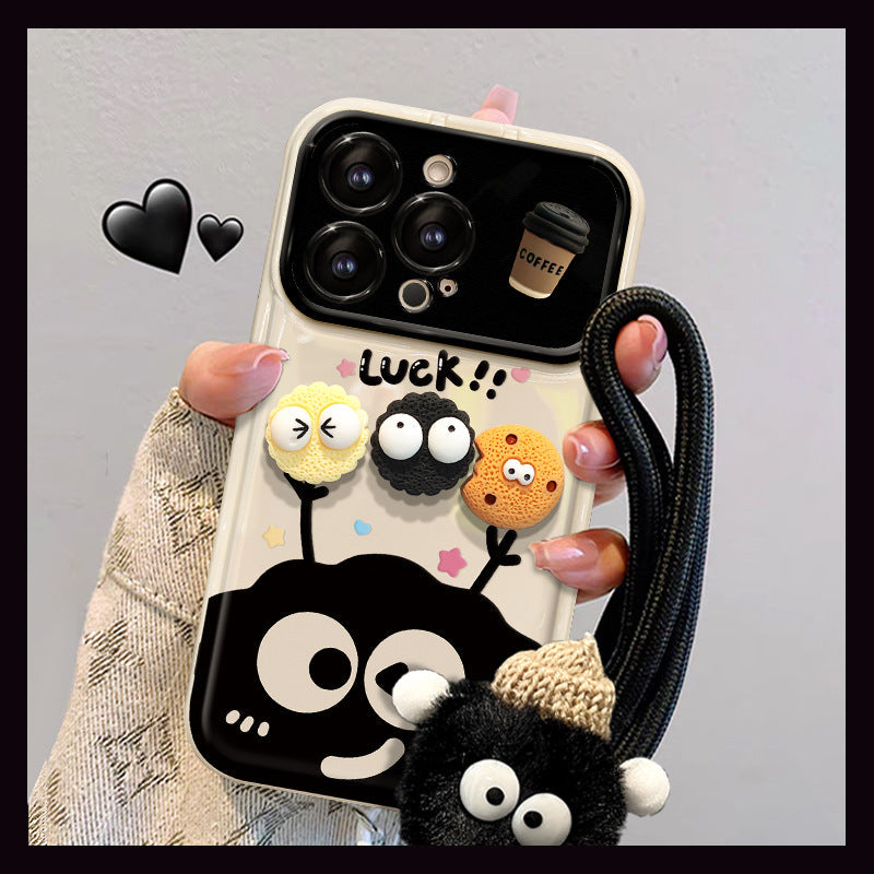 Coffee Doll Lanyard Phone Case with Mirror Stand Cover