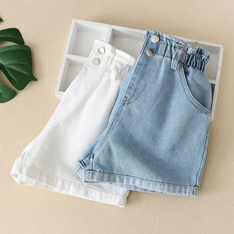 Kids Cotton Denim Summer Casual Soft Mid Waist Shorts