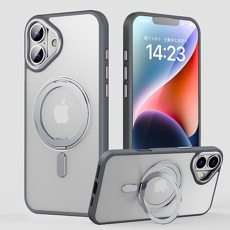 Gray 360° magnetic stand phone case for iphone with frosted finish