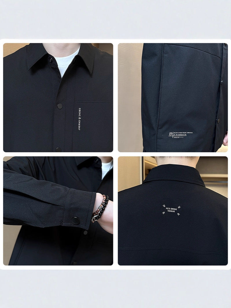 Men's Casual Business Lapel Jacket Lightweight Workwear Coat in Black