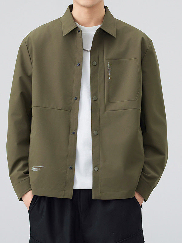 Men's Solid Color Lapel Jacket Casual Spring Autumn Outerwear