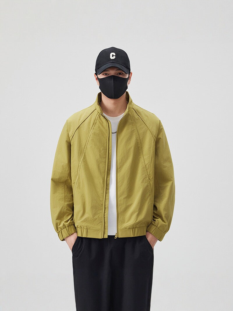 Men's Stand Collar Casual Zip Jacket Minimalist Spring Outerwear