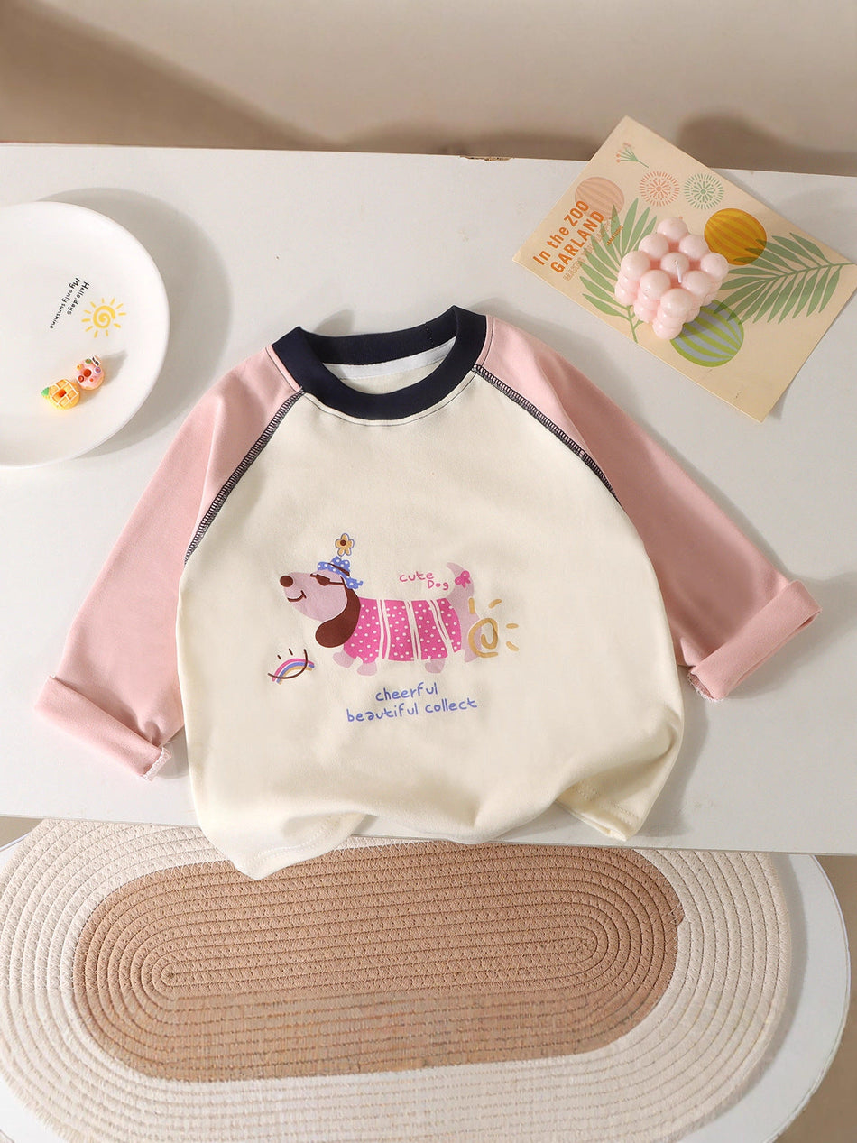 Kids Cotton Color Block Long Sleeve Raglan T-Shirt