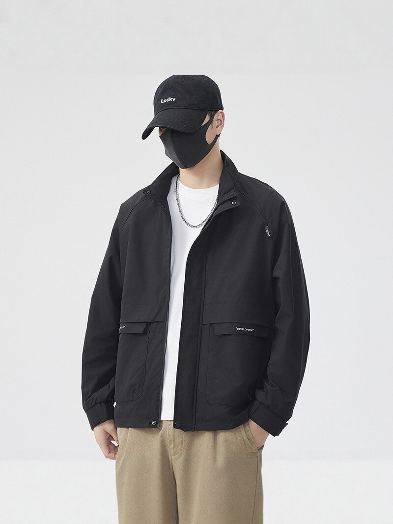 Men's Stand Collar Workwear Jacket Casual Multi-Pocket Outerwear