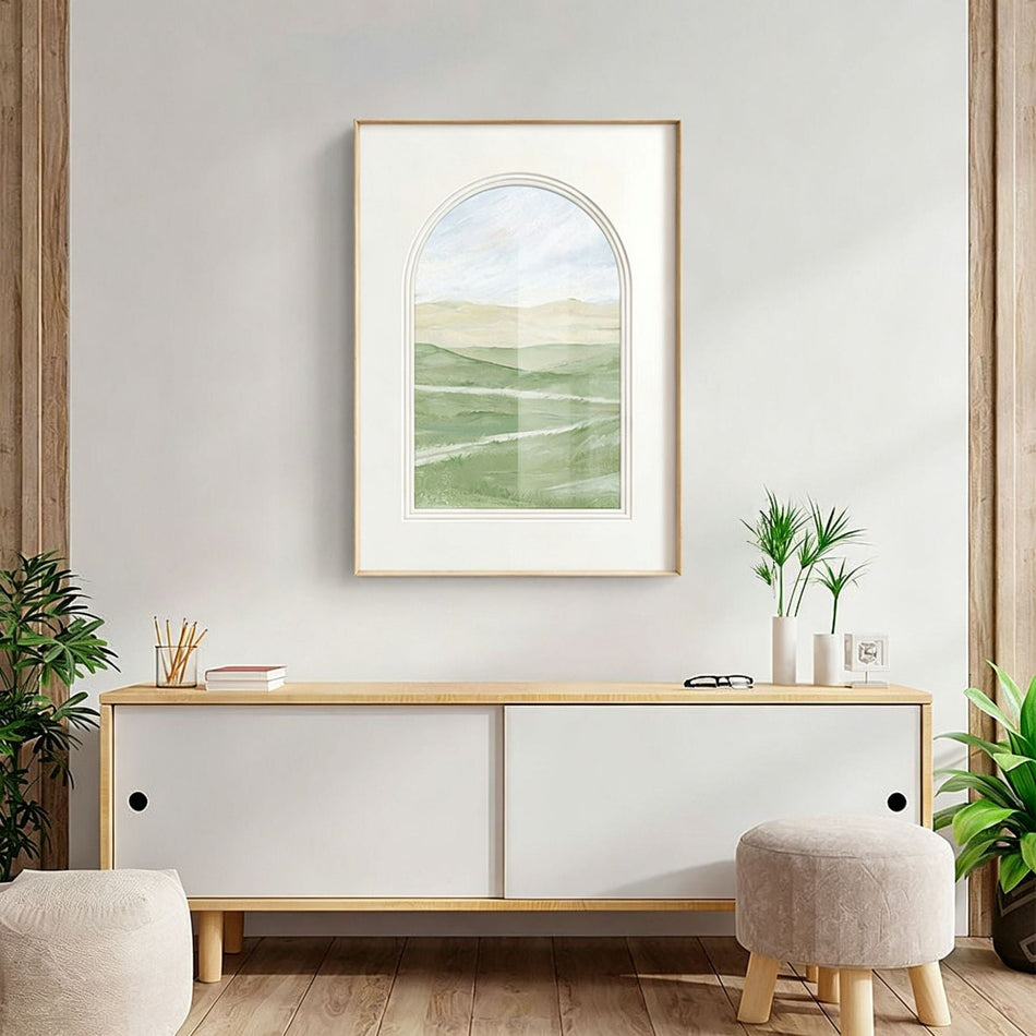 Nordic Green Fields Landscape Wall Art for Restaurant and Hotel