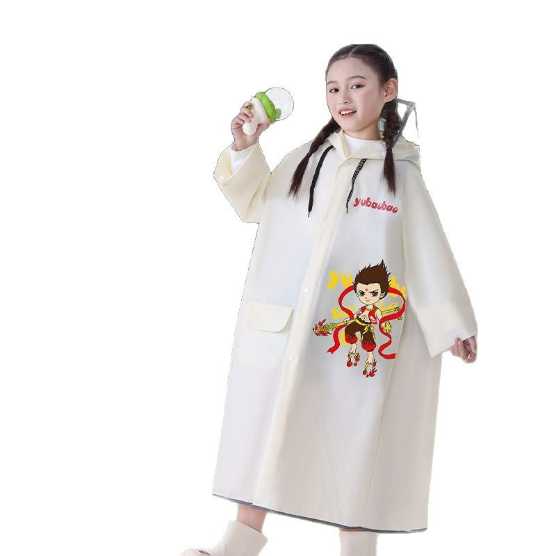 Kids EVA Rain Poncho with Schoolbag Cover for Ages 6–12