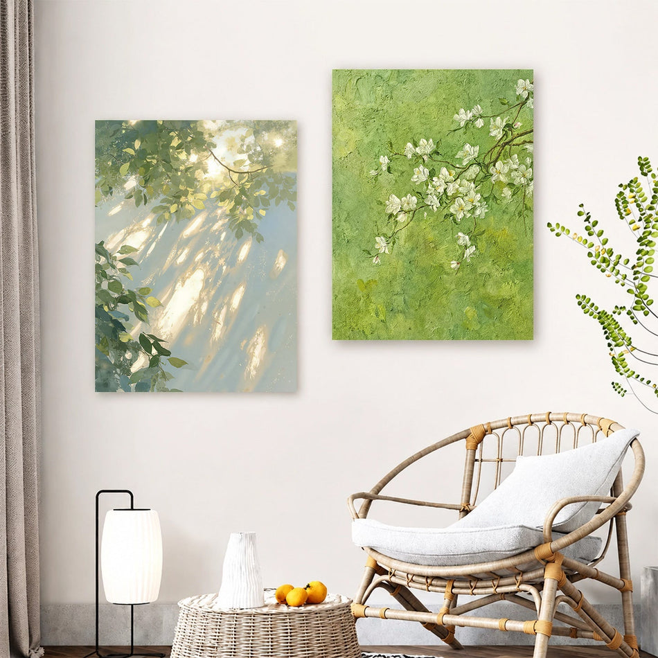 Plant Healing Art Wall Painting with Light and Shadow Landscape
