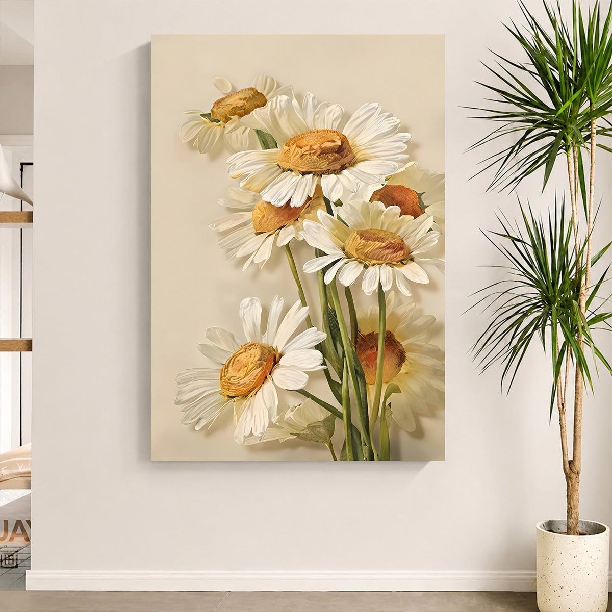 Plant Healing Art Wall Painting with Light and Shadow Landscape Design